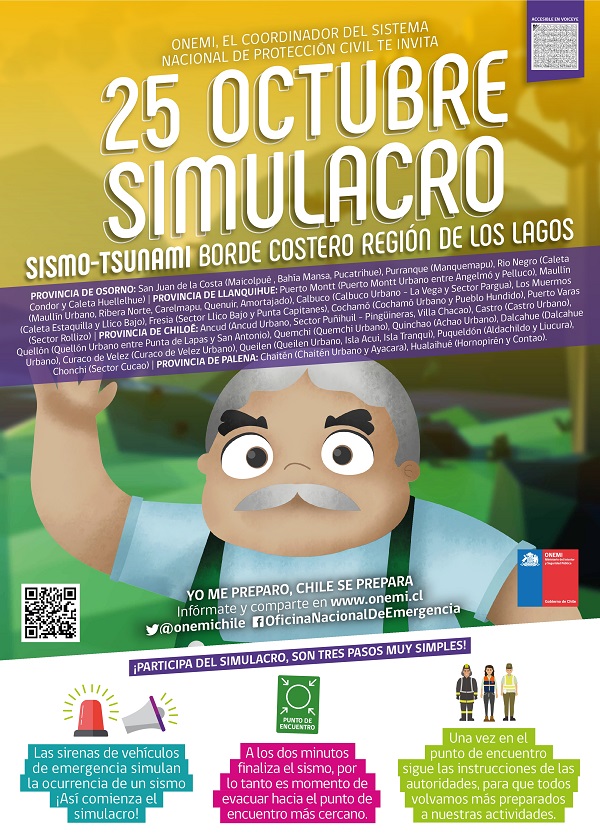 EN CALBUCO: Simulacro de Sismo Tsunami en el borde costero de la región de Los Lagos